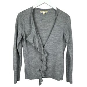 Banana Republic Gray Italian Yarn Ruffle Button Cardigan Sweater Medium